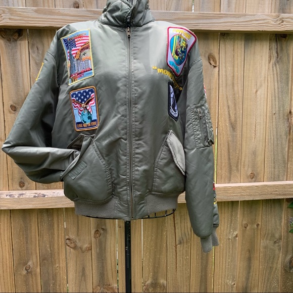Vintage Air Pilot USS Dwight Eisenhower Bomber Flight Jacket - Picture 6 of 14